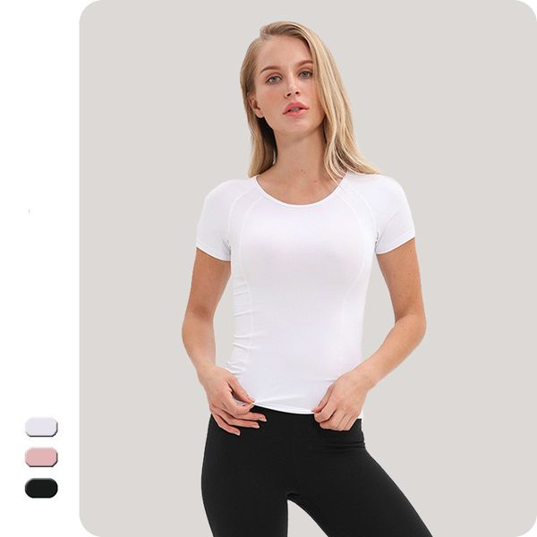

new slim yoga quick dry short sleeve women's dance sweatshirt running wear women yoga sports shirt, White;red