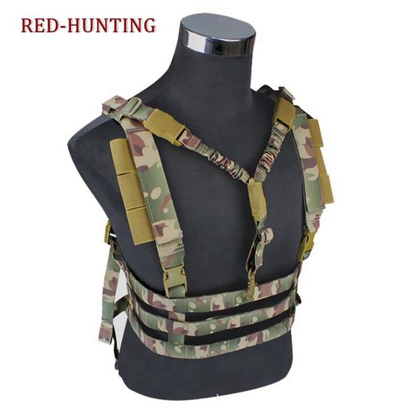 

hunting jackets molle system low profile chest rig vest army tactical, Camo;black