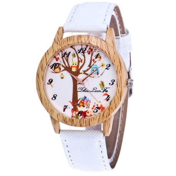 

kids quartz watch milu deer owl tree gift boxes pattern soft cowboy cloth xmas christmas round dial women casual couple watch, Slivery;brown