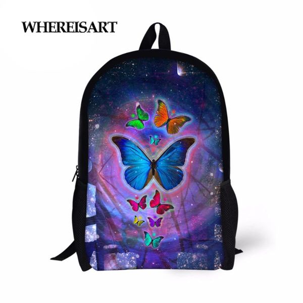 

whereisart butterfly print kids school bags,fashion school book bag for girls boys,teenager children kawaii 16 inch schoolbag