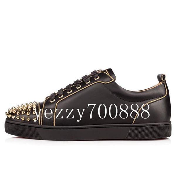 

luxury red bottom junior spikes mens casual shoes reglisse orlato flat low red oeillet denim leather fashion women sports sneakers fdzhl, Black