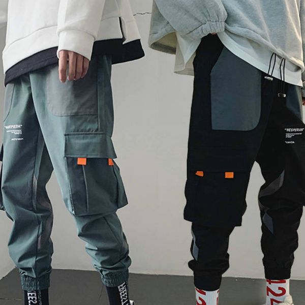 

Januarysnow Autumn Japan Joggers Men Black Harem Pants Multi-pocket Ribbons Man Sweatpants Streetwear Casual hip Hop Mens Cargo Pants