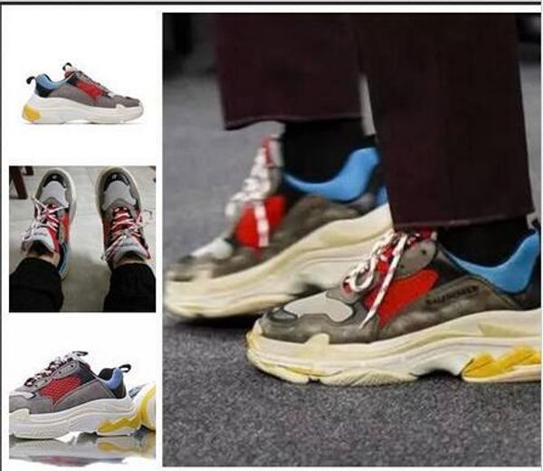 

designer triple s casual shoes black white red thick-soled flat shoes luxury paris platform old dad tennis height increasing sneakers