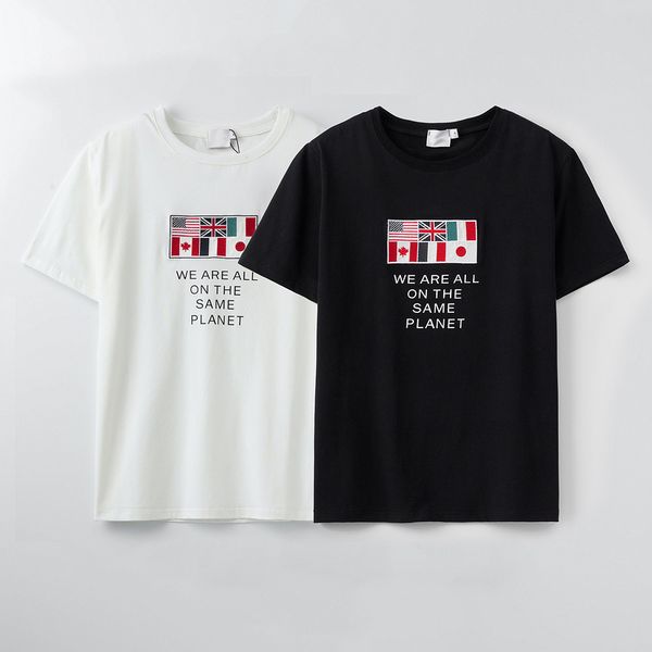 

designer men women summer t shirt flags print men women brand t shirt casual tees mens clothes size s-2xl, White;black