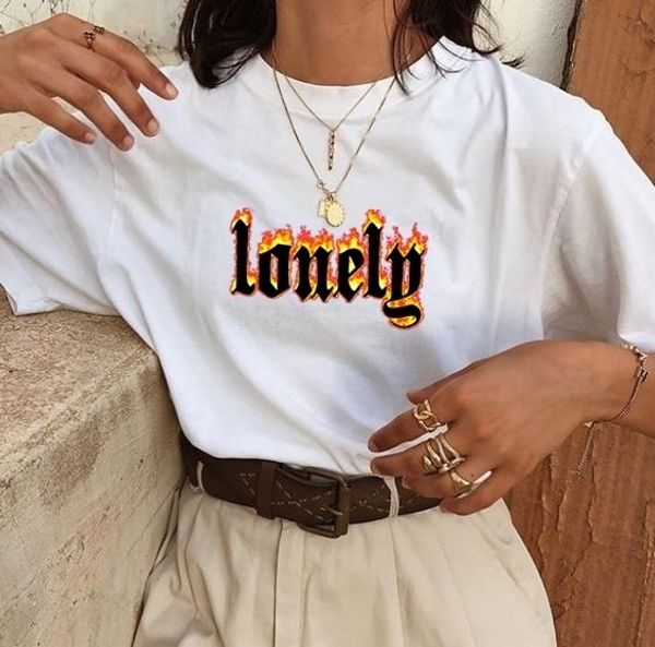 

женская дизайнер футболки tee shirt femme hahayule unisex одинокая пламя тенниска 90с hipster grunge graphic tee tumblr способа милый белый, White