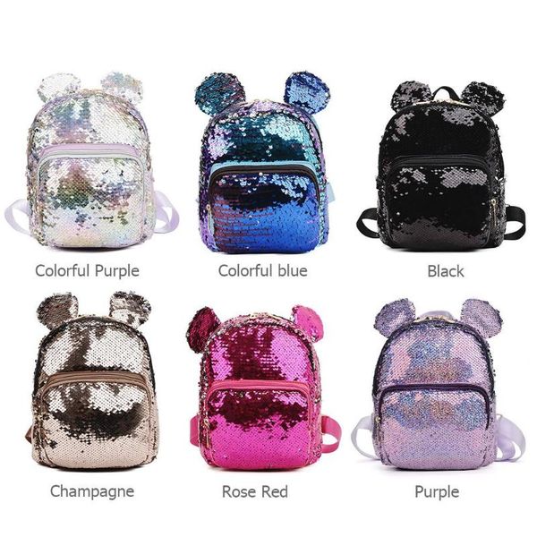 

sequins small ear backpack women fashion satchel shoulder school bags girl shining travel knapsack rucksack bolsas feminina muje