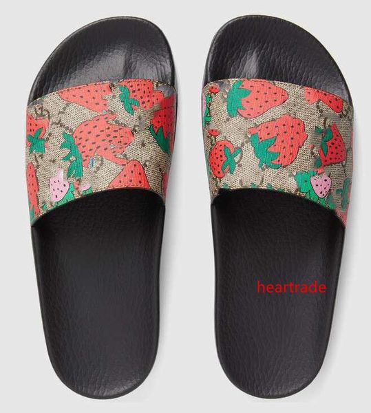 

2019 big size 35-48 strawberry red black rubber slide slippers green red white stripe fashion design men women with classicflat