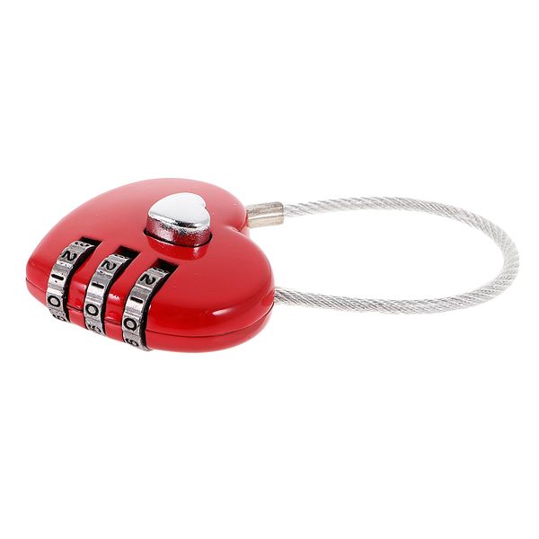 

love heart wire combination padlock key diary travel locker set pendant red