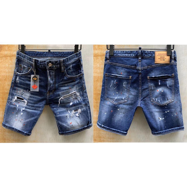 

2020 new arrival d2 design icon men denim short jeans embroidery shorts knee length pants holes trousers asian size 29-36 e500#, Blue