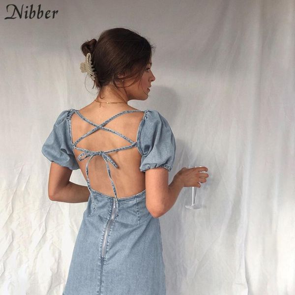 

nibber elegant backless lacing girls summer dress female solid street high streetwear party club zipper mini bandage dress, Black;gray