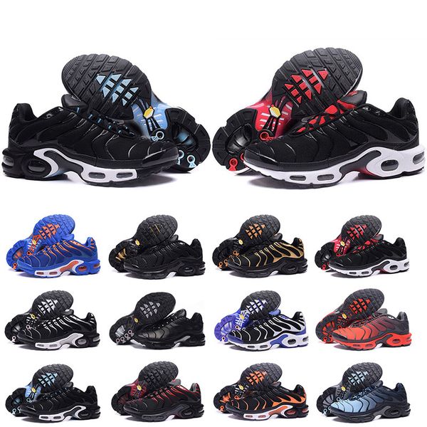 

2019 New Chaussure TN Plus Running Shoes For Men Outdoor Triple Black White Hot Mens Trainers Hiking Sports Athletic Sneakers Size 7-12