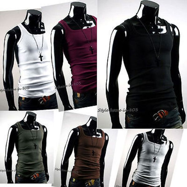

bnwt 2017 new undershirt cotton men t-shirt a-shirt wife beater ribbed muscle vest us-x7, Black;white