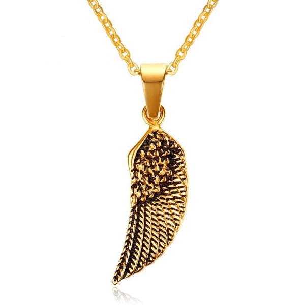 

gold color fashion men's wing pendant necklace stainless steel link chain necklace jewelry gift for men boys j302, Silver