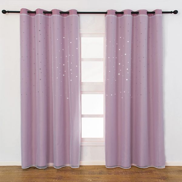 

2pcs living room home window star eyelet kids blinds soft modern curtain blackout light blocking baby room decoration