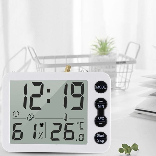 

multifunctional indoor temperature and humidity meter clock large screen alarm clock kitchen electronic countdown timer