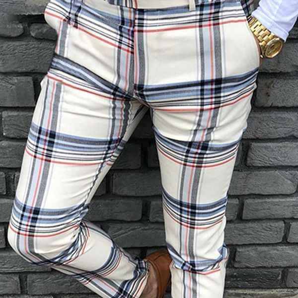 

men's casual plaid suit pants 2020 autumn brand new men pant dress pants men business slim fit trousers clothes male, Black