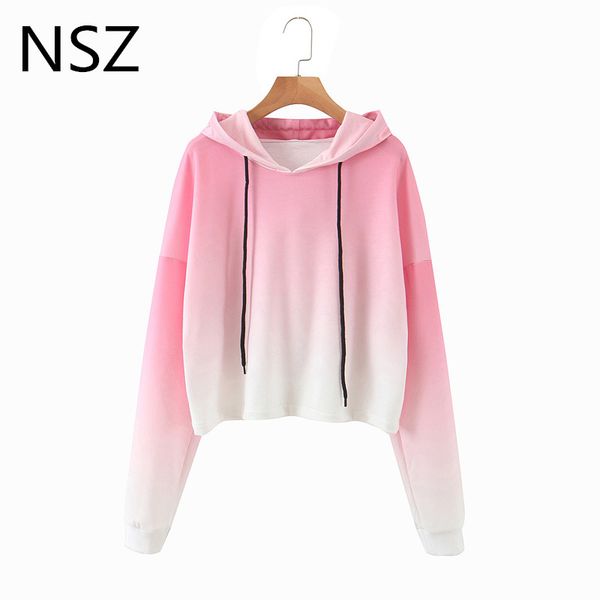 

nsz женщина градиент растениеводство верхний капюшон длинный рукав мило пуловеров негабаритного стежка толстовка пальто вскользь harajuku 20, Black