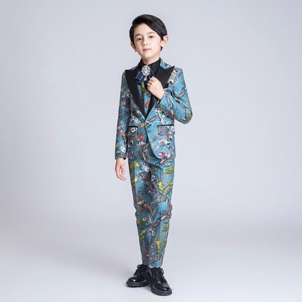 

yuanlu kids suits for boy children suits 5pcs for wedding party blazer jacket children clothes christmas dress silm fit, Black