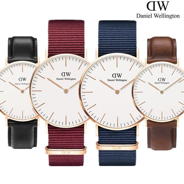 

New men women daniel w watche 40mm men watche 36 women watche luxury fa hion quartz watch female clock relogio montre femme