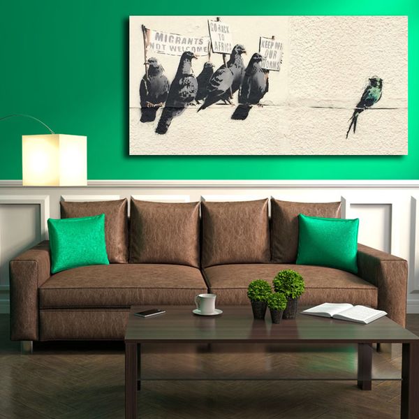 2019 Banksy Street Graffiti Protesting Birds Canvas Painting Print Living Room Home Decor Modern Wall Art Oil Painting Poster Artwork From Iwallart