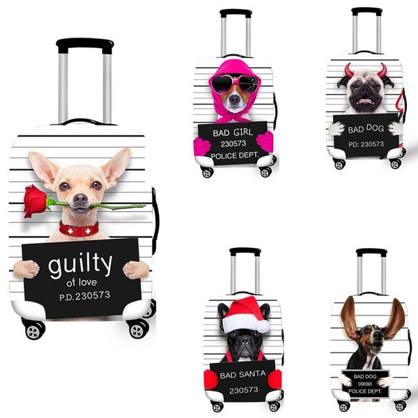 

lovely cat dog travel luggage cover waterproof non-slip suitcase protection case luggage bag dust cover travel accessories, Black