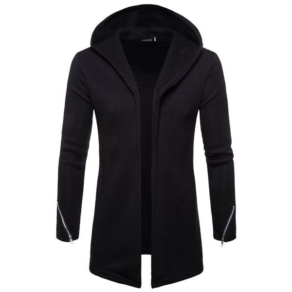 

men's fashion coats men hooded zipper trench coat jacket cardigan long sleeve outwear blouse coat solid color sweatshirts 2020, Black;brown