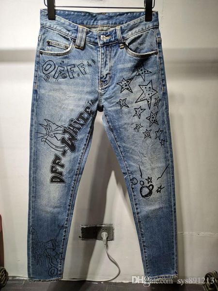 

2020men s luxury designer denim jeans ripped skinny slim elastic denim fit biker jeans fashion zipper ripped jeansmens designer pants, Blue