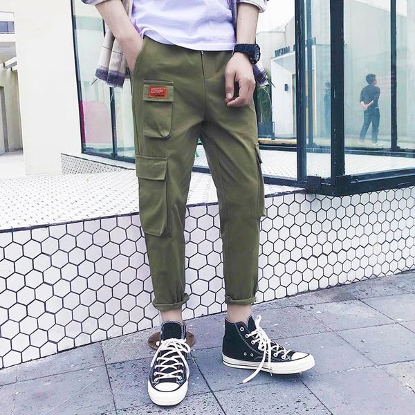 

men's korean fashion trousers in 2019. loose hallen trousers, slim-feet casual trousers, Black