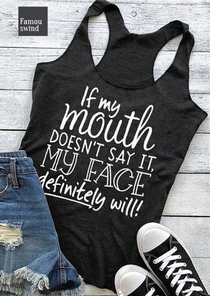 

tank say sleeveless tee if my mouth doesnt women tank it letter print tank female black tee, White