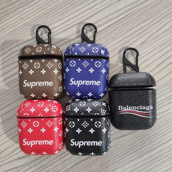 

For apple iphone airpod ca e up brand leather protector cover with anti lo t buckle for air pod earphone with retail box