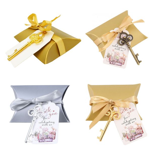 

pillow shape candy box with vintage bottle opener set wedding gift party favor