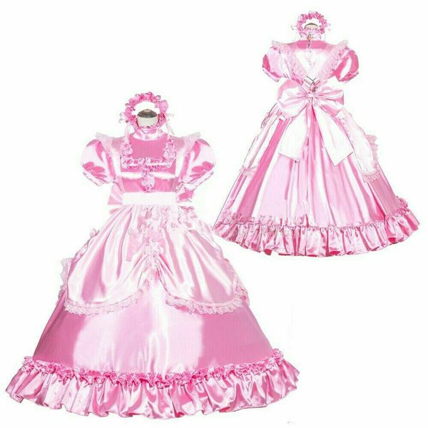 

сисси горничная полный атлас косплей костюм длинное платье, Black;red