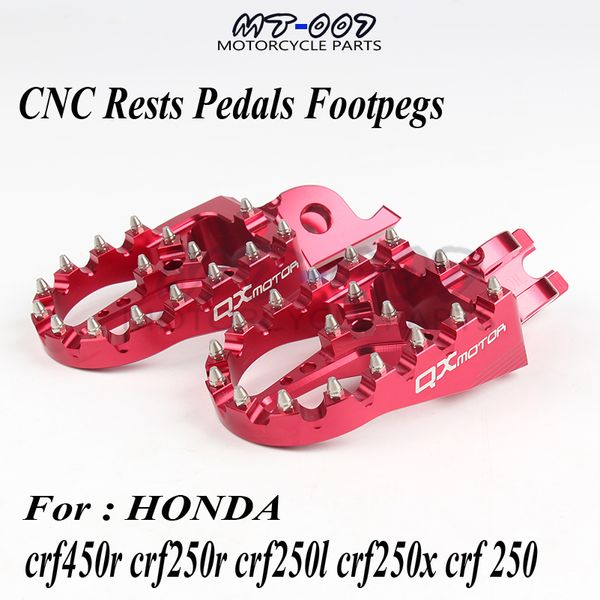 

cnc billet mx foot pegs rests pedals footpegs for crf450r crf250r crf250l crf250x crf 250 motorcycle parts qxmotor logo