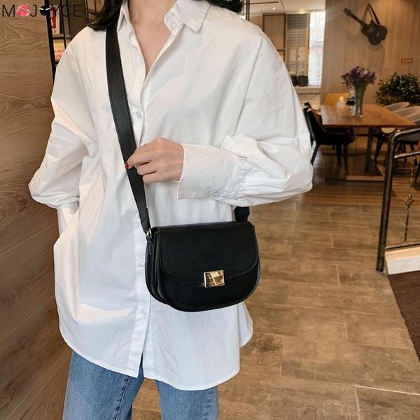 

vintage women shoulder saddle bag pu leather pure color messenger handbag