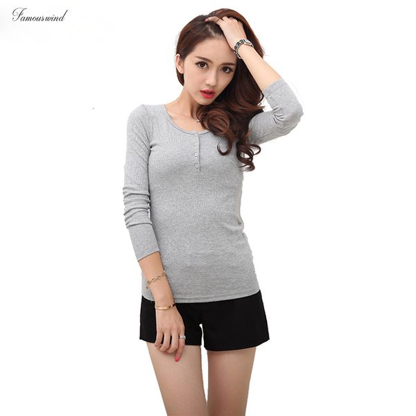 

осень в women t shirt long sleeve полное само культивирование кнопка хлопок закрыть показать заботливость все спичек одежда tee, White