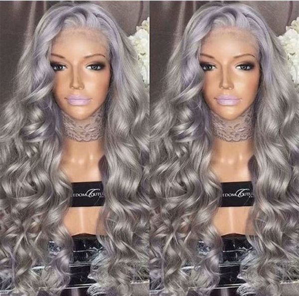 Silver Grey Human Hair Wigs For Women Glueless Loose Wave Virgin