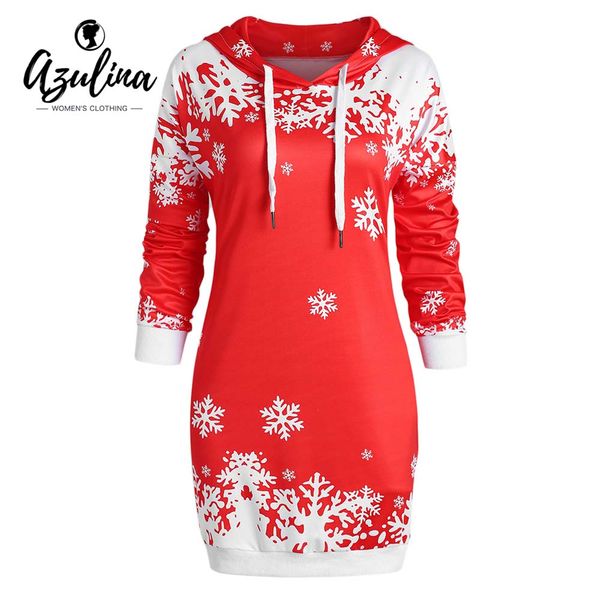 

azulina plus size christmas contrast snowflake pullover hoodie women winter casual drop shoulder long sleeve hooded sweatshirts, Black