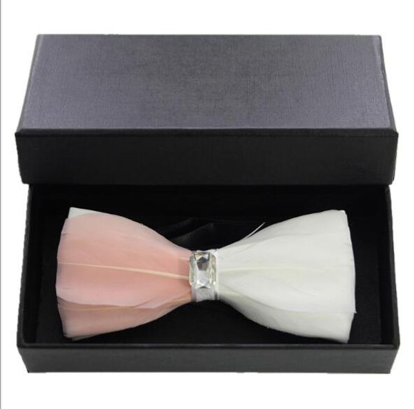 

wedding party necktie pink peacock feather bow tie for man men's tuxedo dress vintage bow tie ing, Blue;white