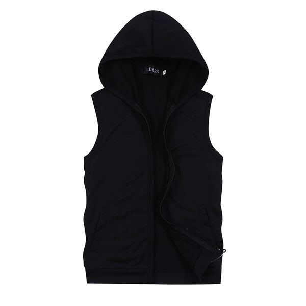 

2018 summer pure color men's sleeveless hooded jackets size s m  xl 5xl blue black white gray fashion casual mens jacket vests, Black;brown