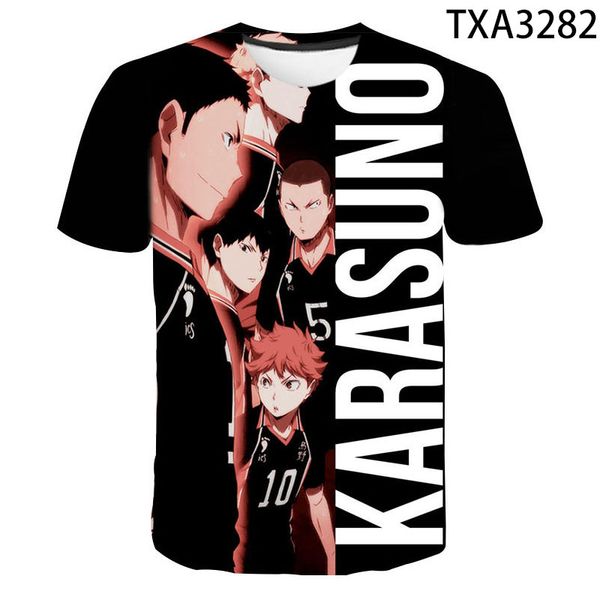 

2020 new men's and women's casual haikyuu3d printed comfortable street children's clothing summer cool quick-drying t-shirt, White;black