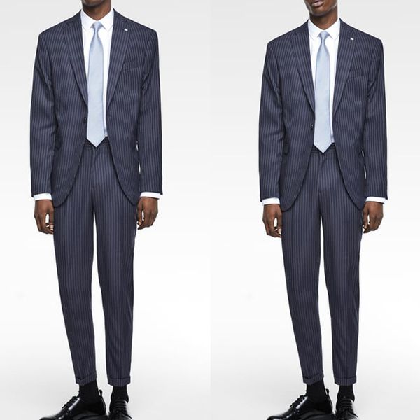 

summer men suits handsome pinstripe one button groom wear for wedding beach leisure men suit blazer(jacket+vest+pants), Black;gray