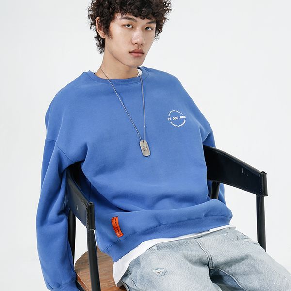 

2019 men's new spring and autumn casual letter printing long-sleeved round neck hoodies loose temperament tide harajuku, Black
