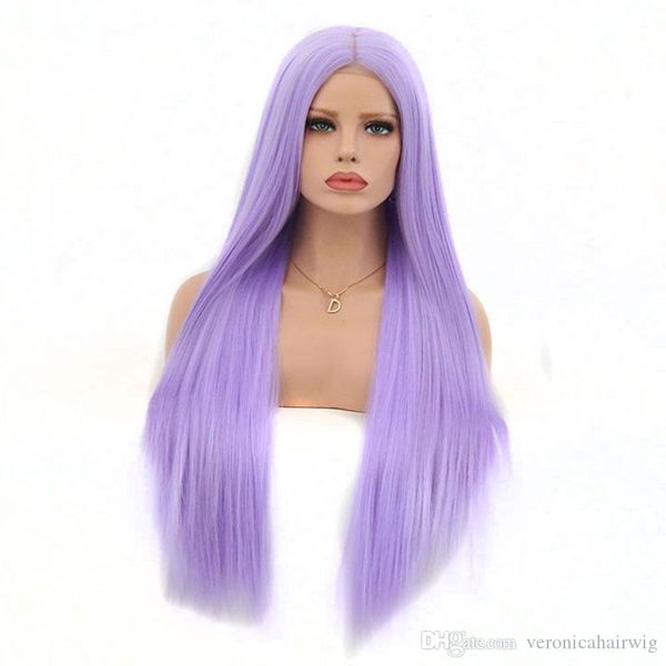 Fashion Synthetic Lace Front Wigs Light Purple Straight Hair