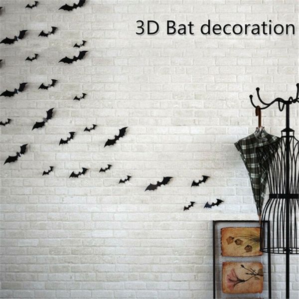 

16pcs black 3d diy pvc bat wall sticker decal home halloween decoration popular