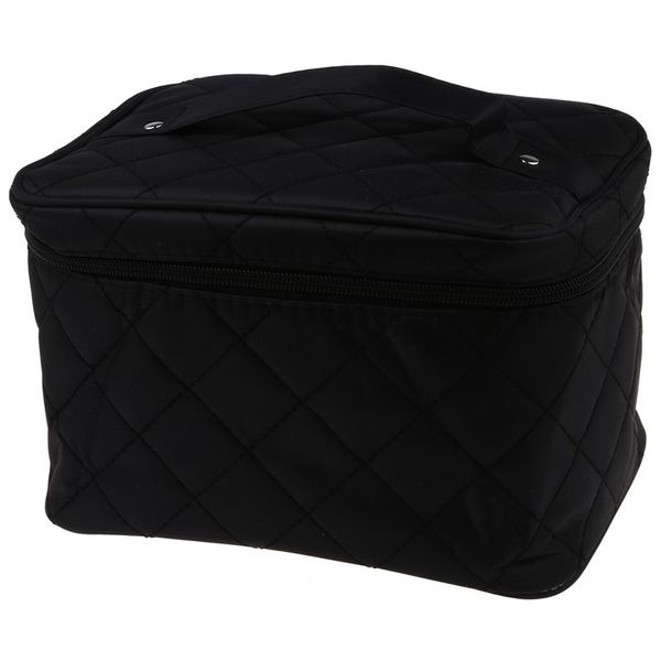 

new zipper cosmetic storage make up bag handle train case purse-l black