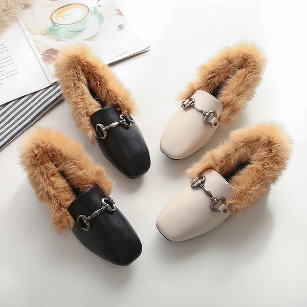 

women oxford shoes casual female sneakers slip-on flats square toe autumn loafers fur leather big size slip on dress new black