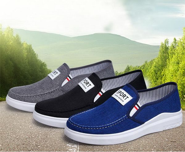 

fashion spring and autumn canvas shoes men's sport shoes casual running, Black