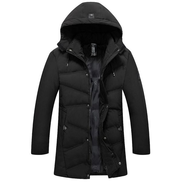 

men's autumn winter pure color pocket open a hat zipper hooded jacket coat detachable detachable hat zipper down jacket 0708, Black