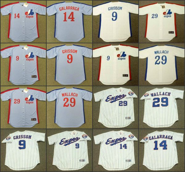 Montreal Expos 29 TIM WALLACH 14 ANDRES GALARRAGA 9 MARQUIS GRISSOM 8 GARY CARTER 10 ANDRE DAWSON DELINO DeSHIELDS camisa de beisebol 01