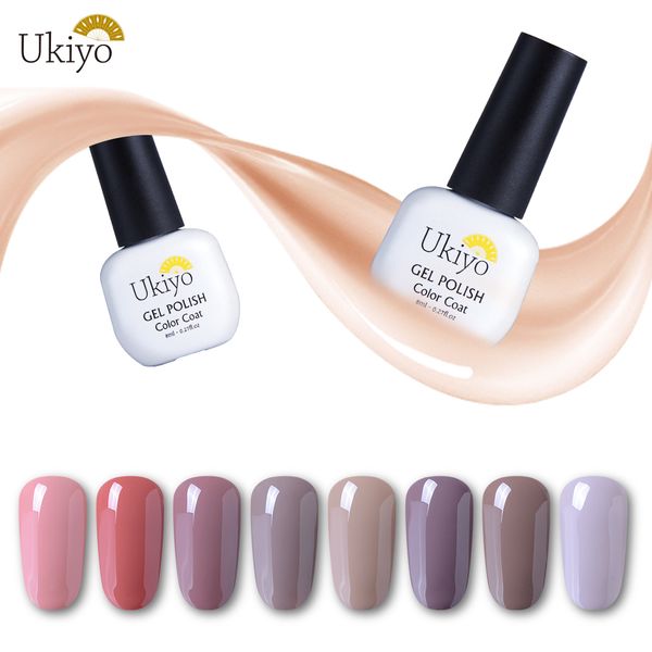 

ukiyo 8ml nude color uv gel polish soak off primer gel lacquer bae coat nail semmi permanent nail art glue lucky varnish